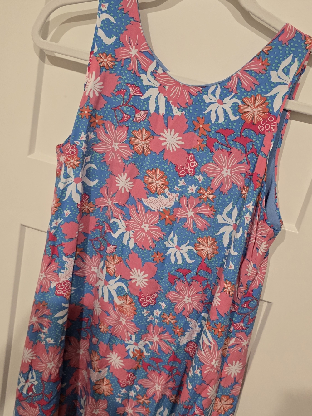 Hatley Blue Floral Tank Dress with Pink & White Blooms